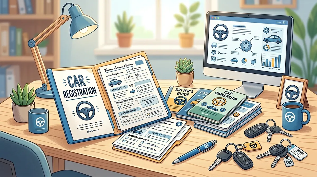 Dokumenty pojazdu i harmonogram urzędowy — ilustracja