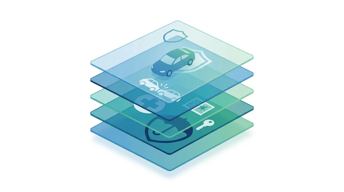 Warstwy deklaracji polisy komunikacyjnej — ilustracja edukacyjna